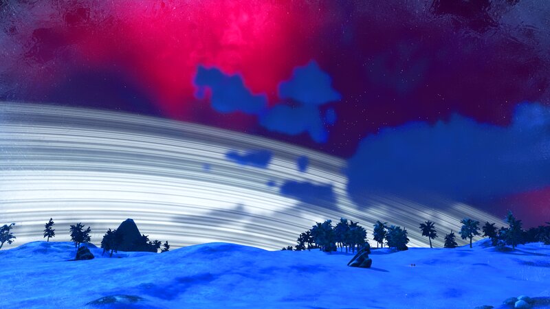 Snowy Landscape with Rings