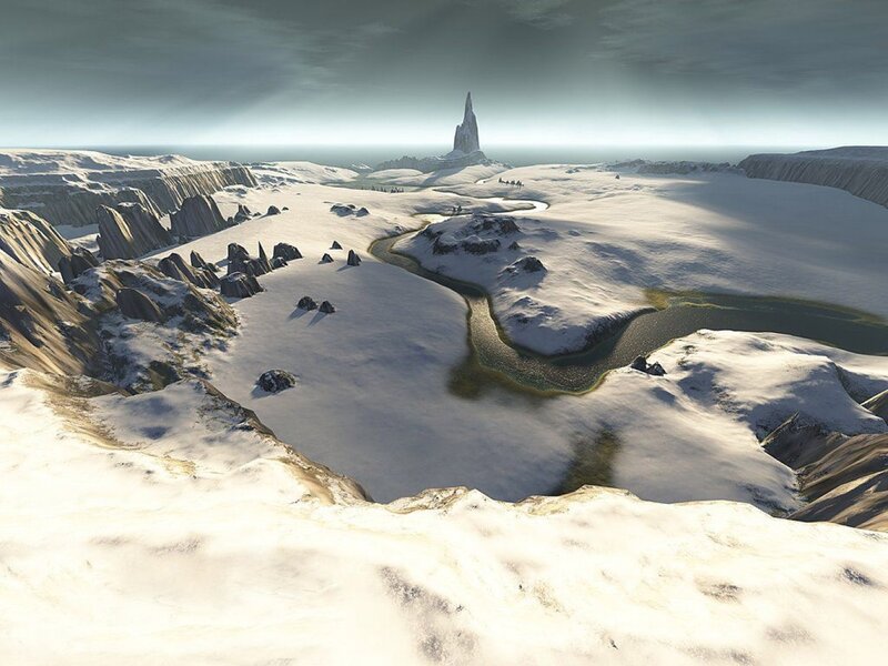 snowy landscape with river