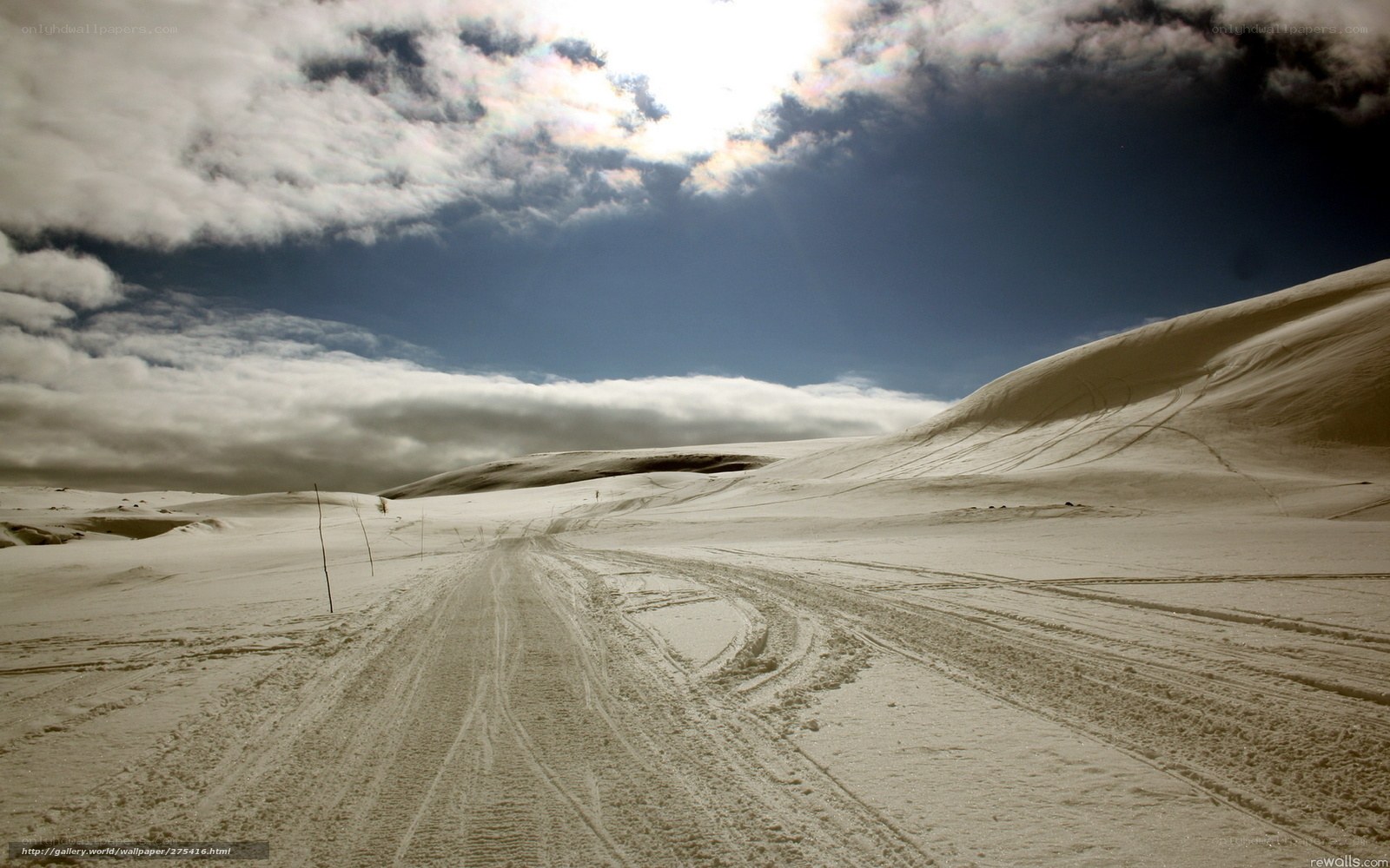 Snowy landscape with tracks