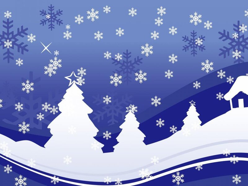 Snowy Landscape with Trees — Blue