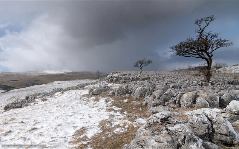 Snowy limestone landscape
