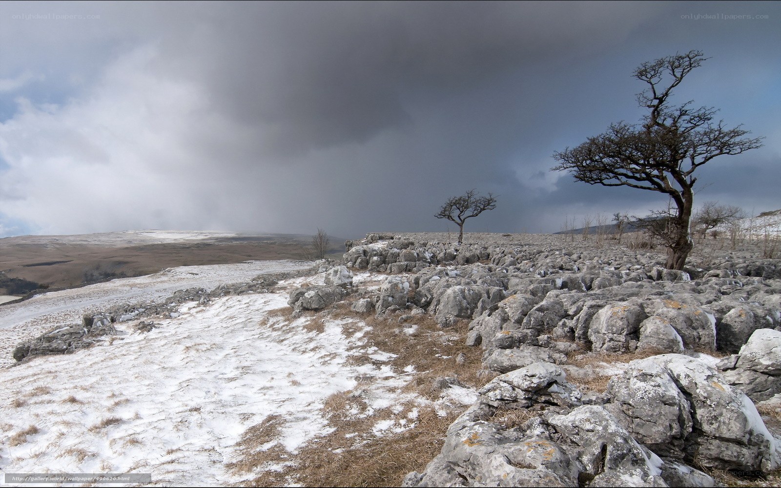 Snowy limestone landscape