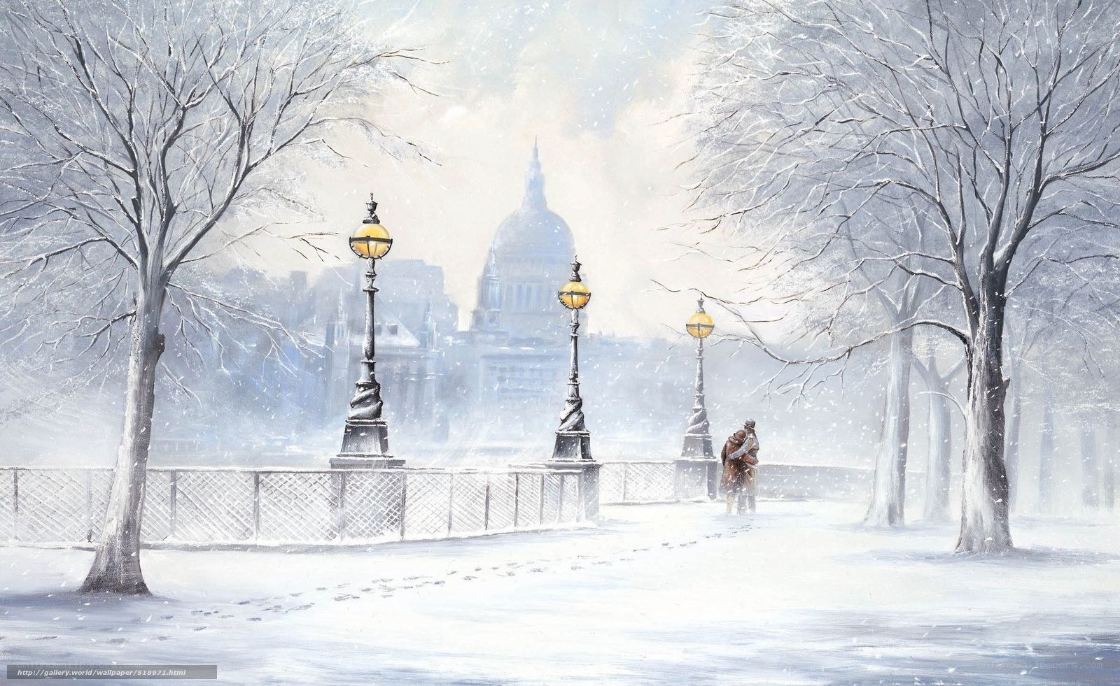 Snowy London Bridge Scene