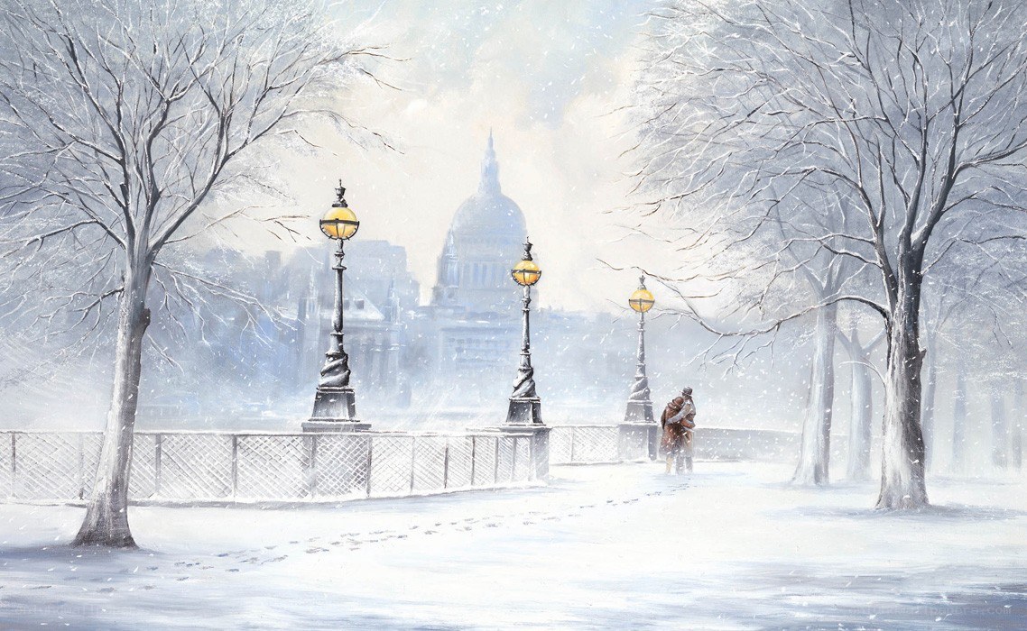 Snowy London scene