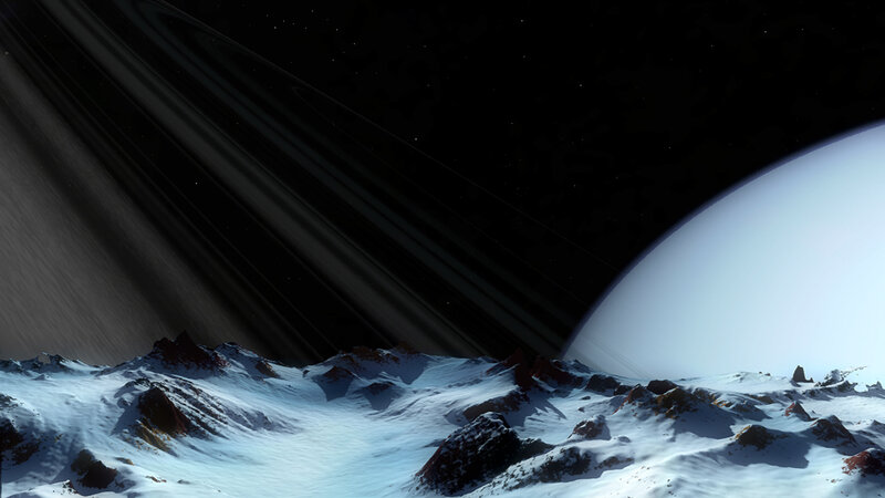 Snowy moon with rings
