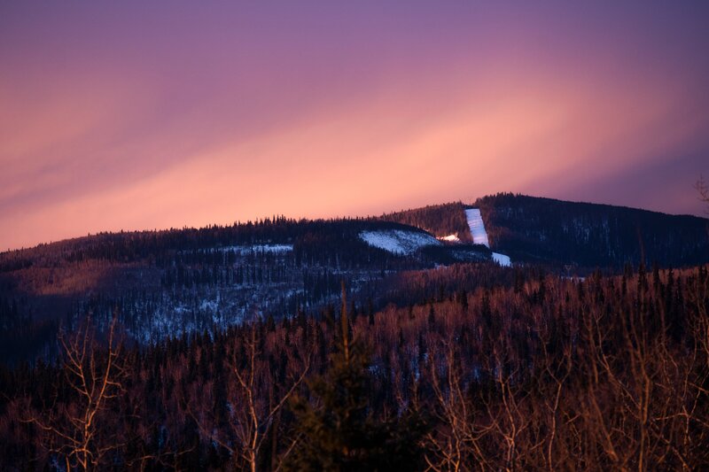 Snowy Mountain at Dusk — Purple