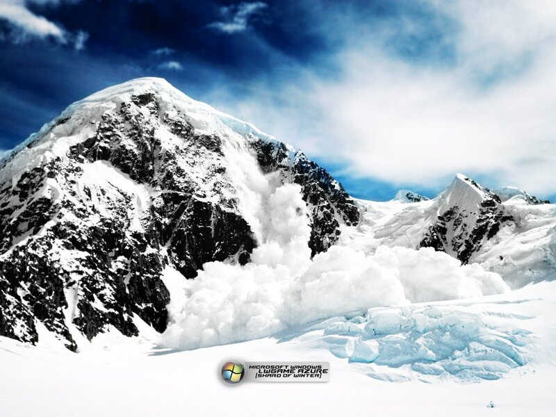 Snowy mountain avalanche