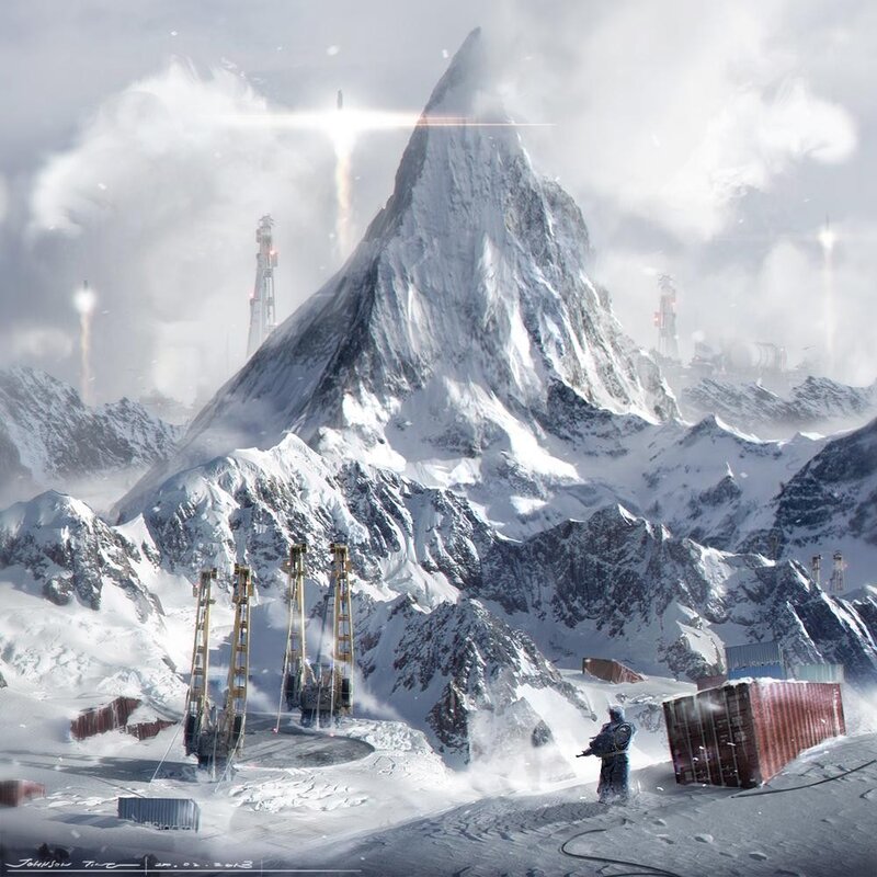 Snowy mountain base