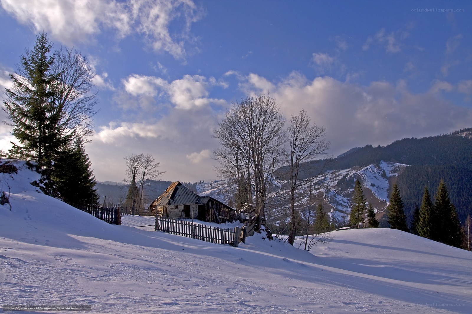 Snowy mountain cabin