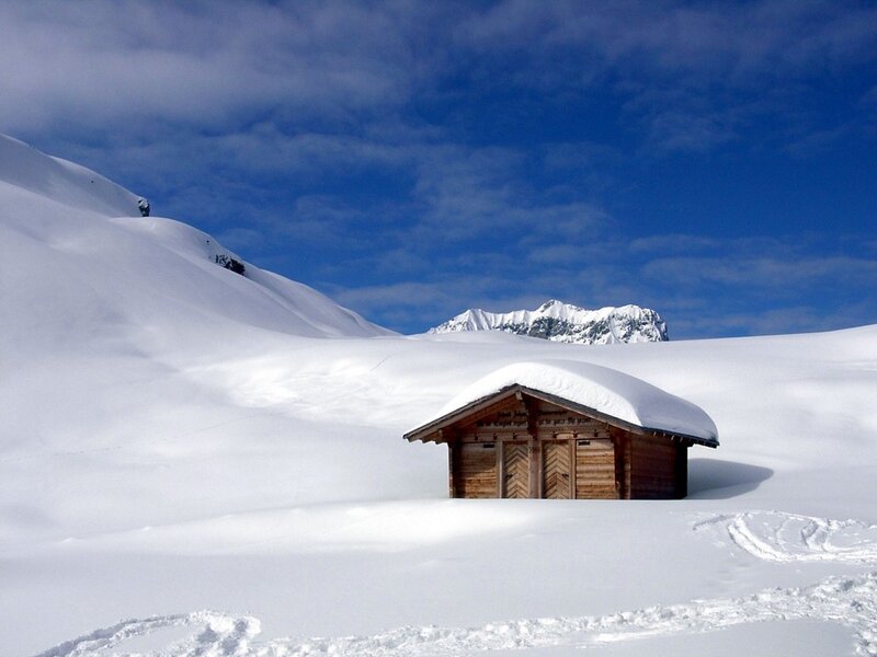 Snowy mountain cabin