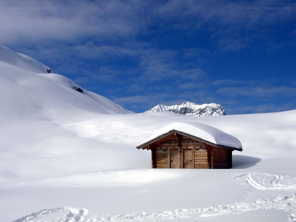 Snowy mountain cabin