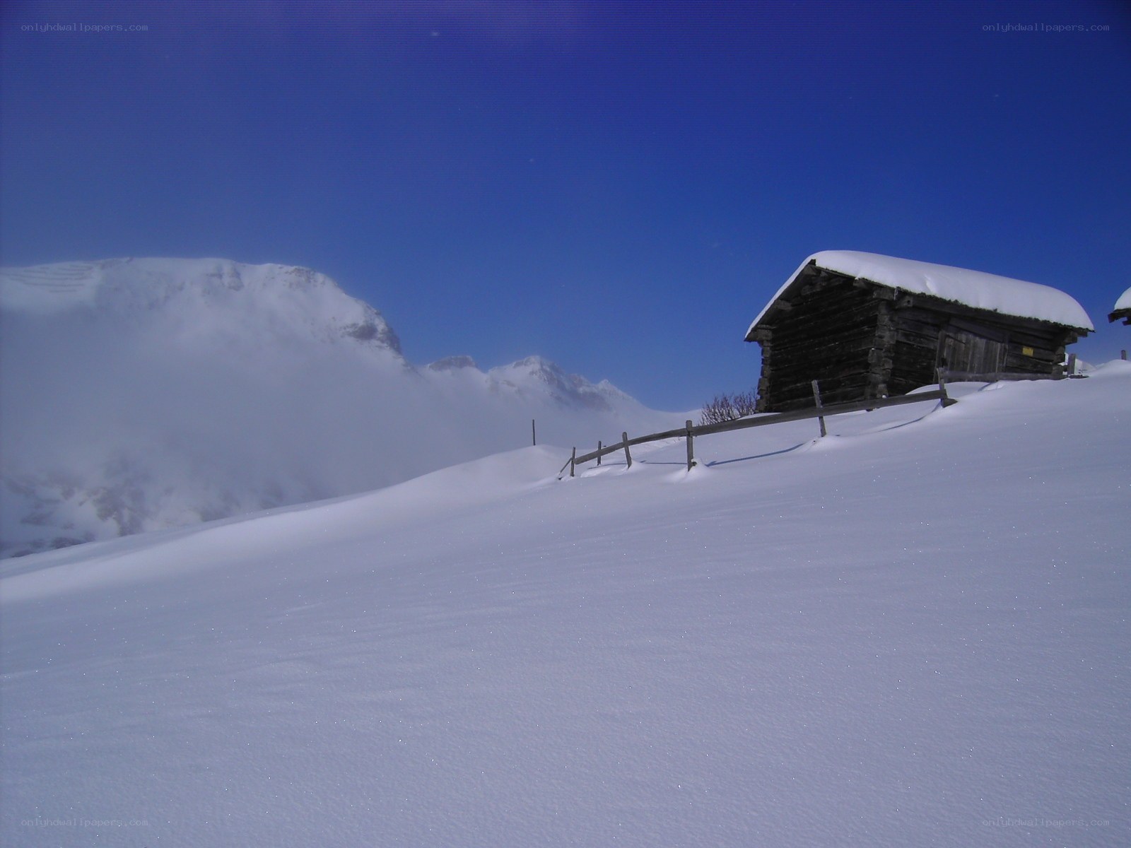 Snowy mountain cabin