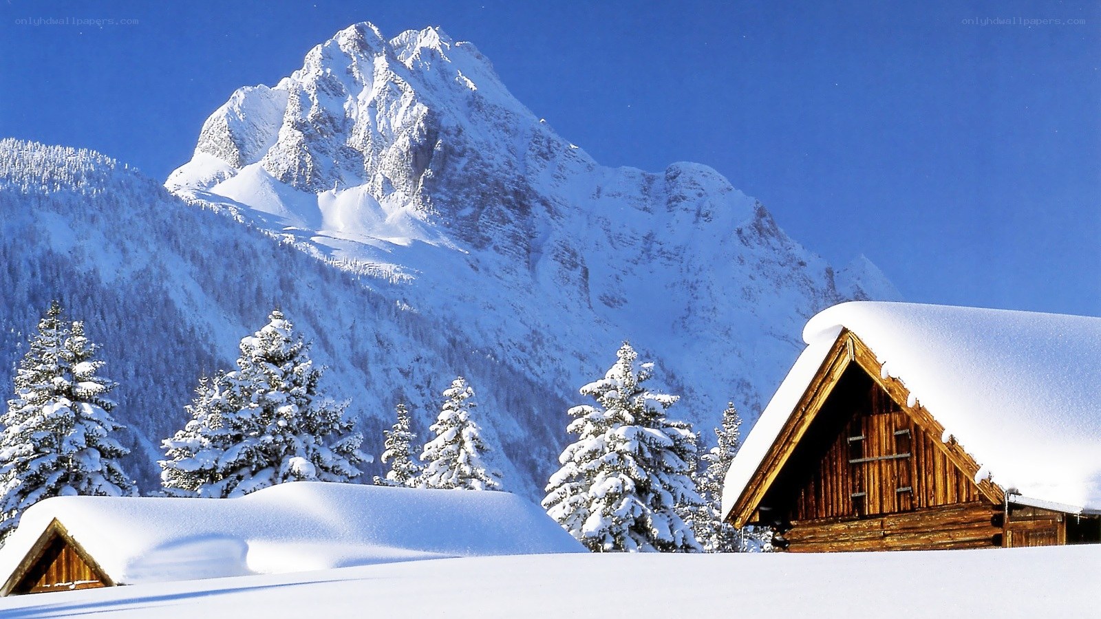 Snowy mountain cabin