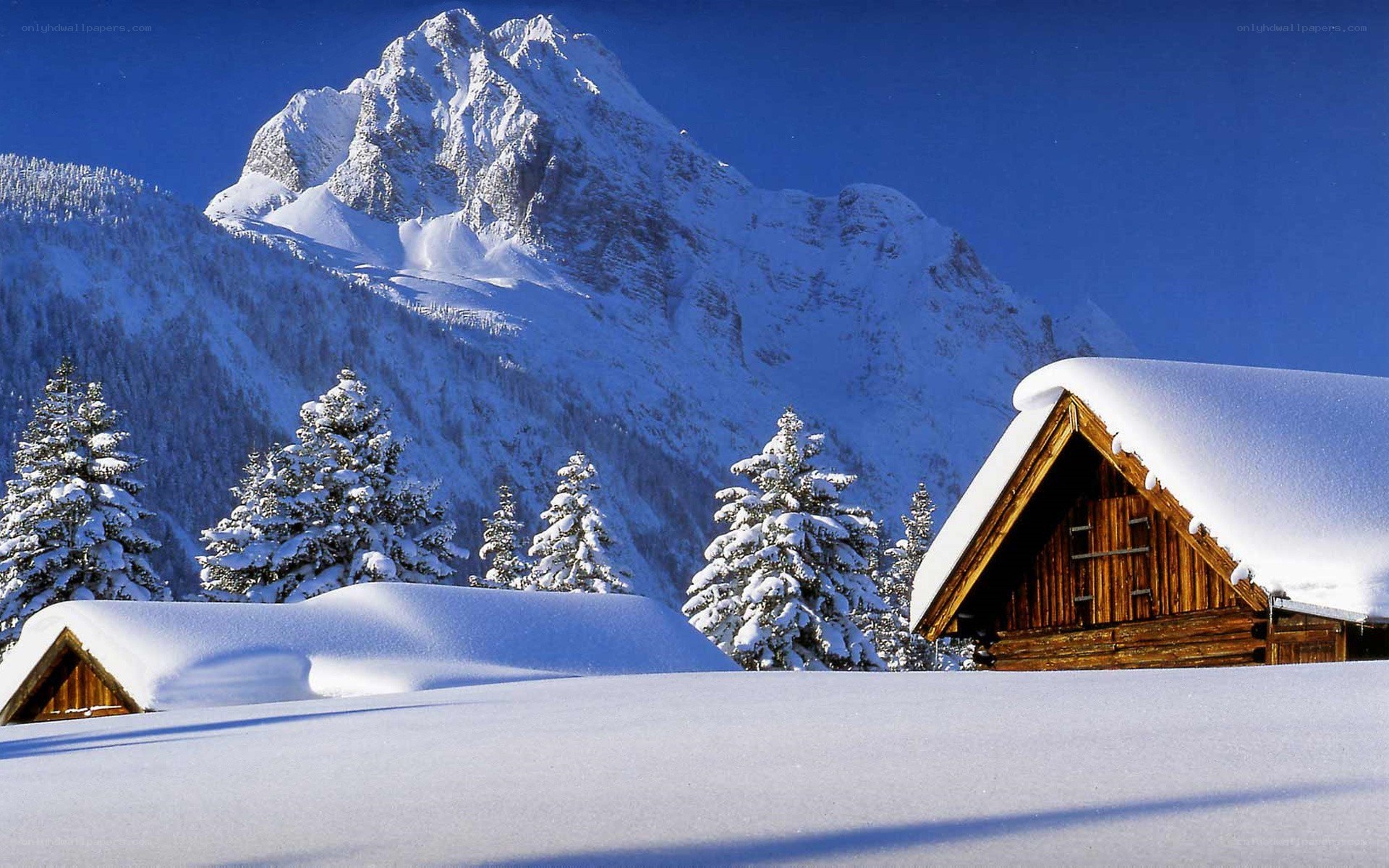 Snowy mountain cabin