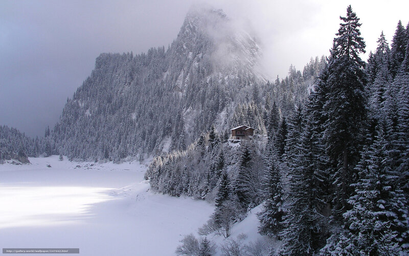 Snowy mountain cabin