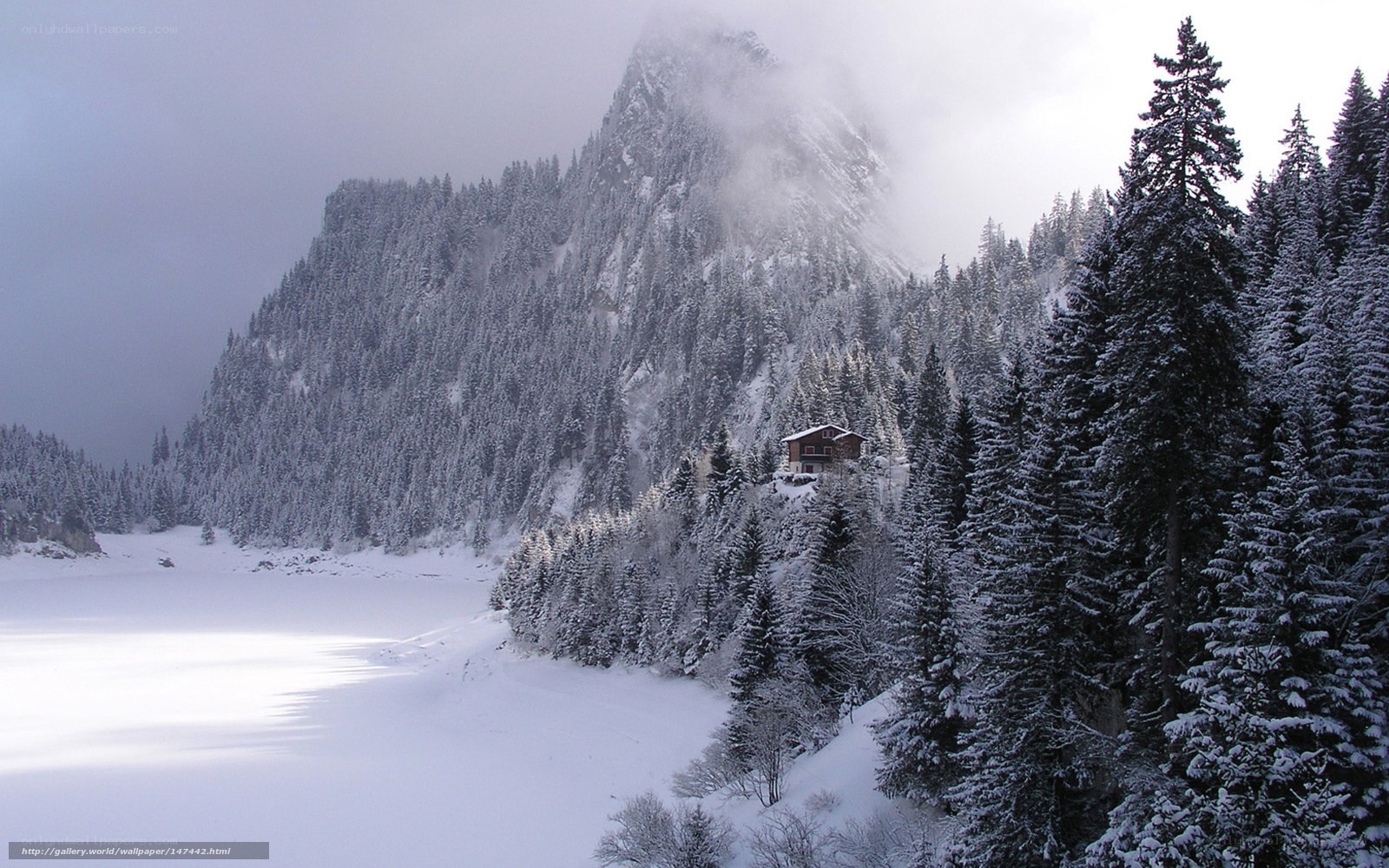 Snowy mountain cabin