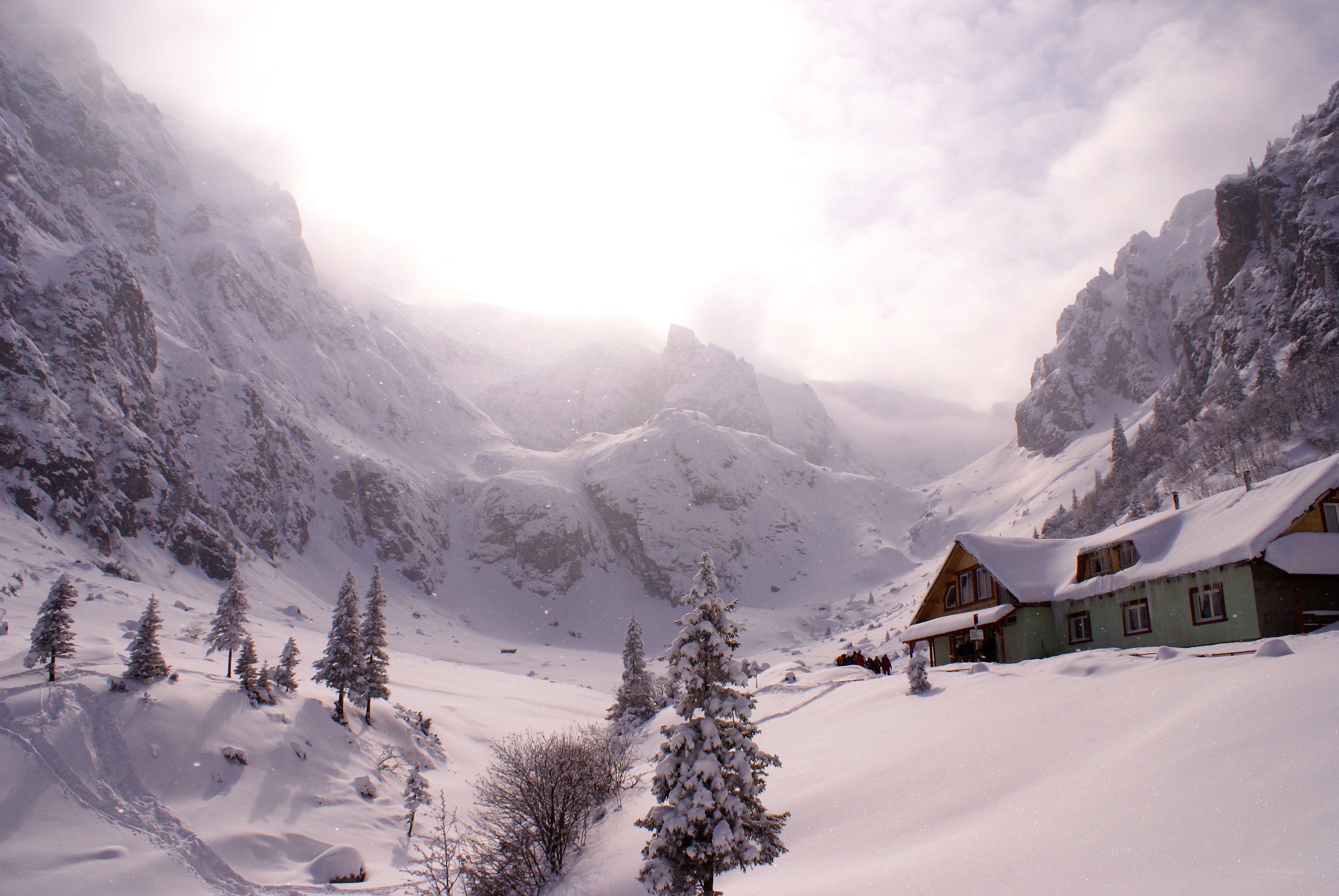 Snowy mountain cabin