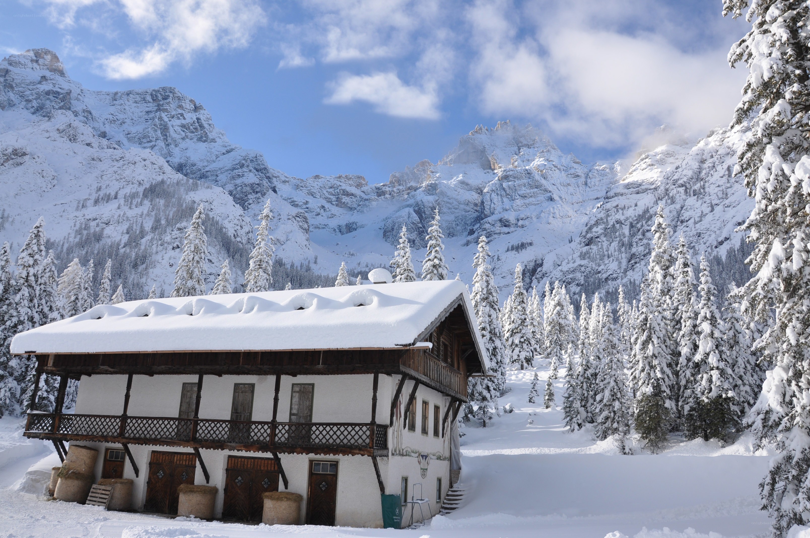 Snowy mountain cabin