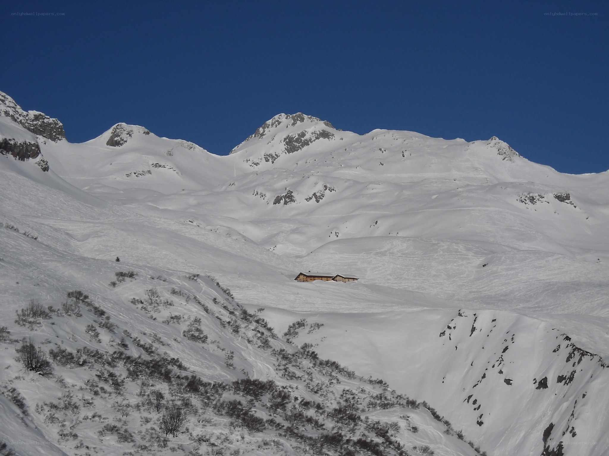 Snowy mountain cabin