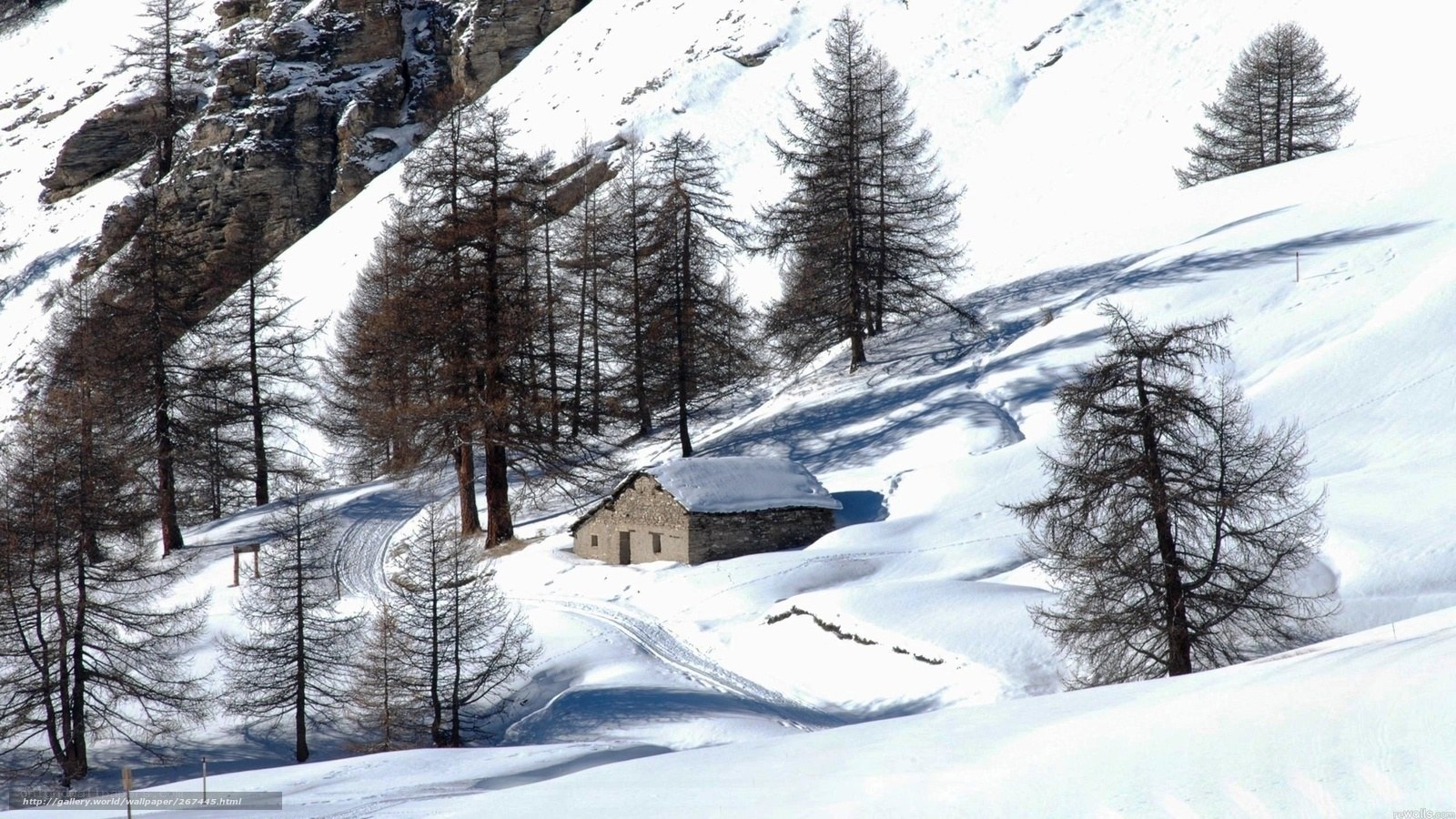 Snowy mountain cabin