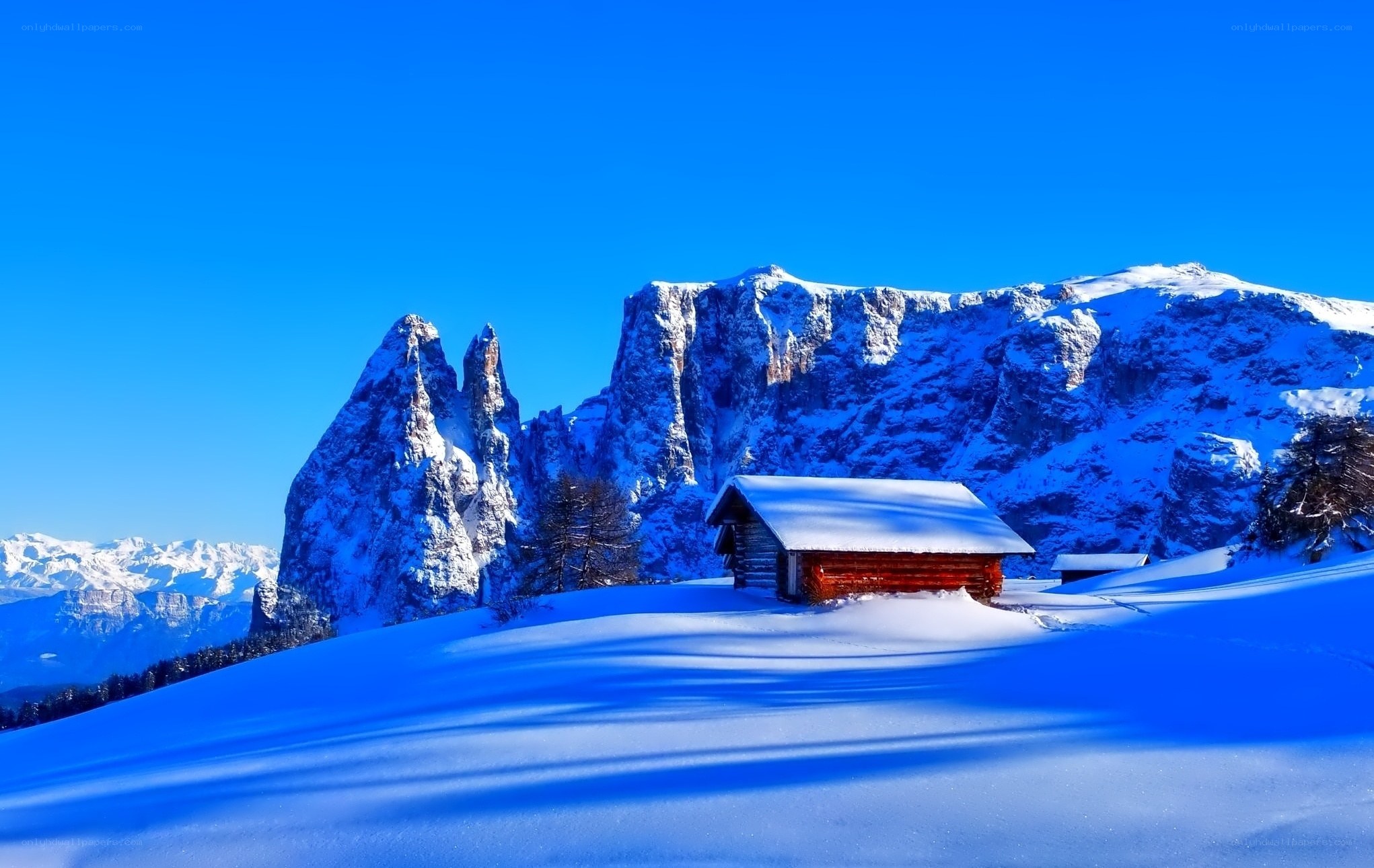 Snowy mountain cabin