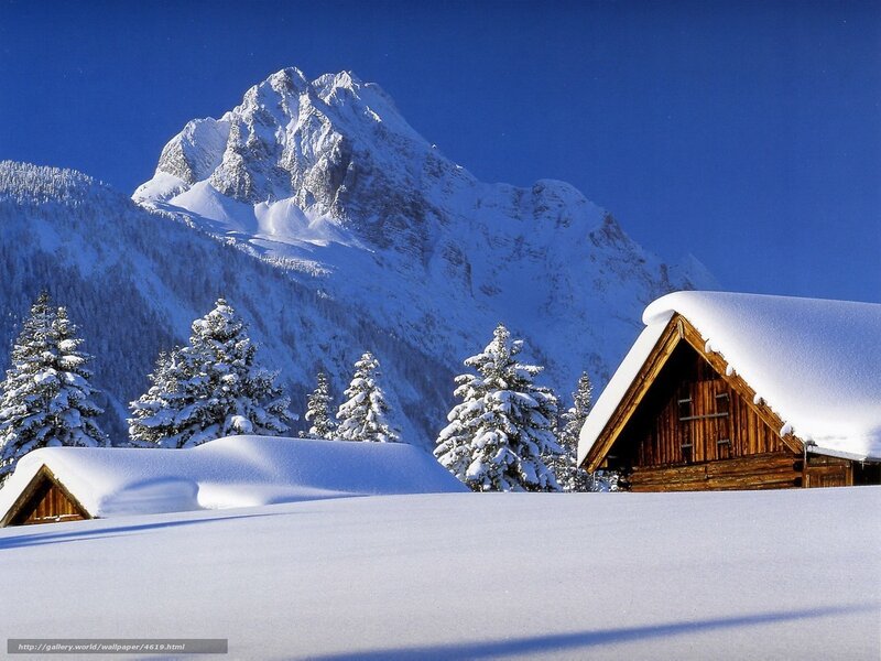 Snowy mountain cabin