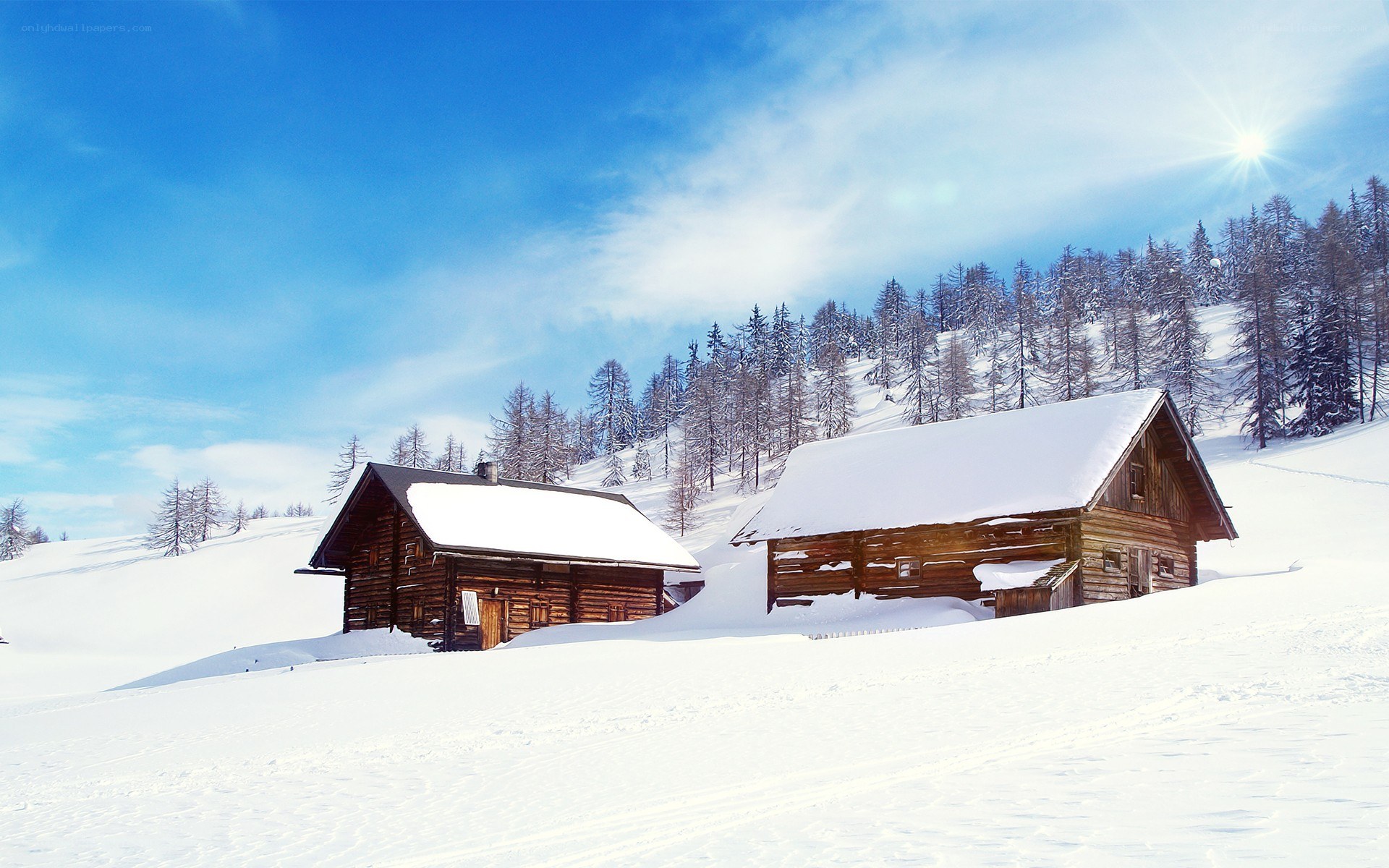 Snowy mountain cabins