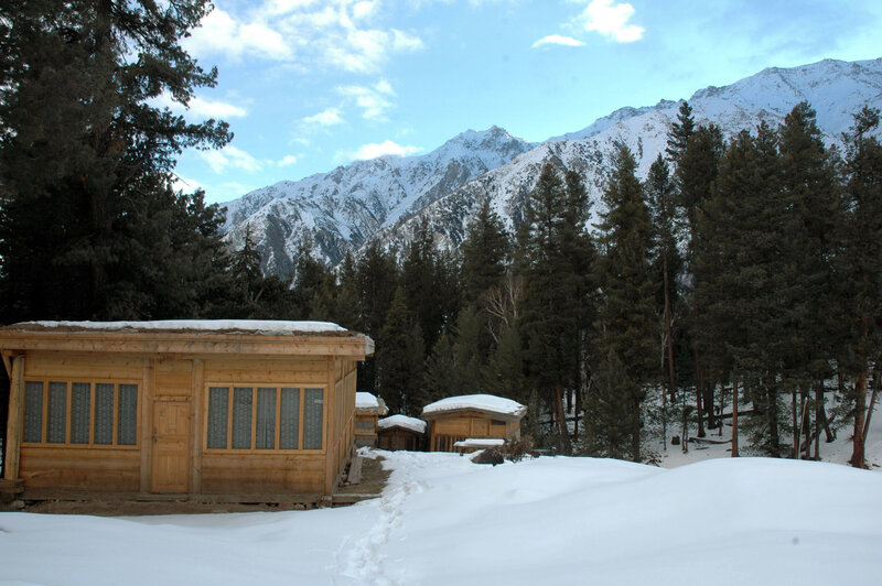 Snowy mountain cabins
