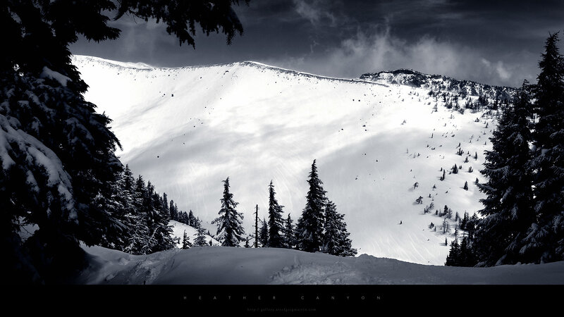 Snowy mountain canyon