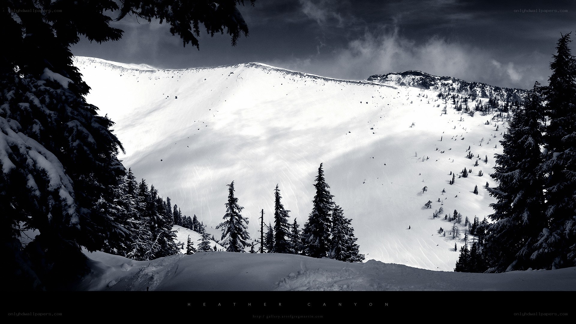Snowy mountain canyon