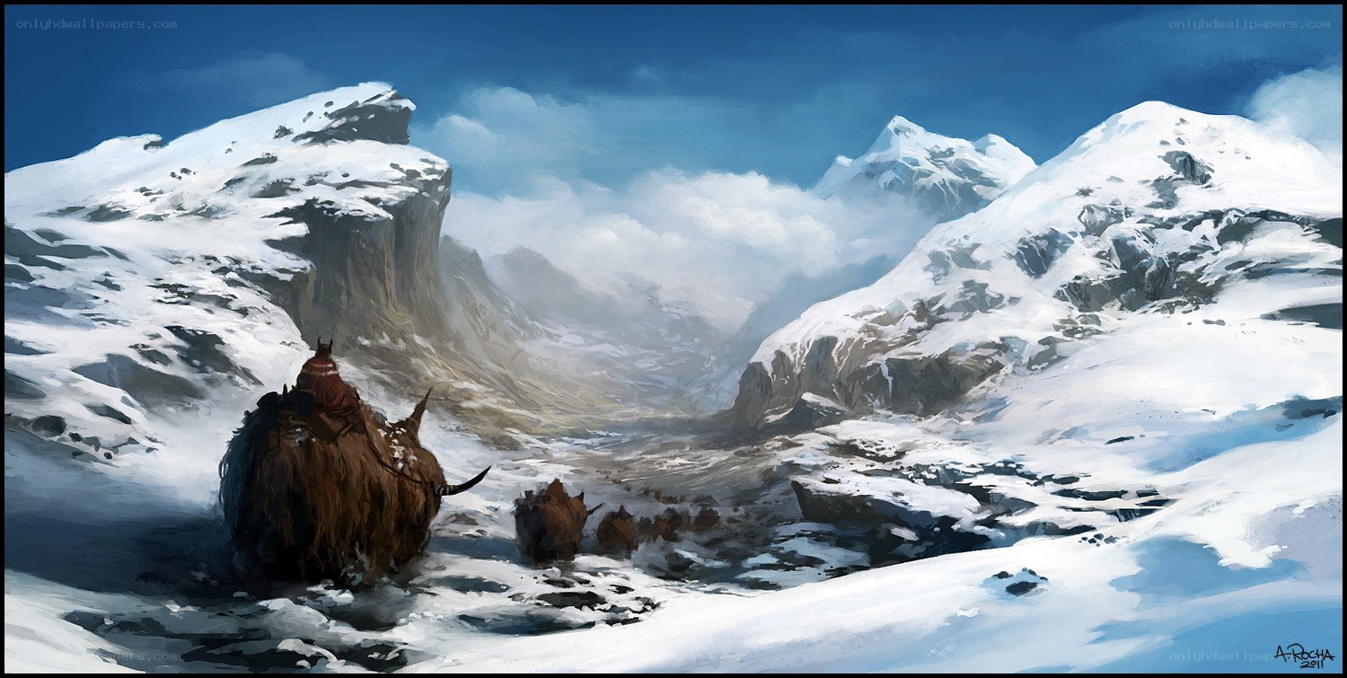 Snowy mountain caravan