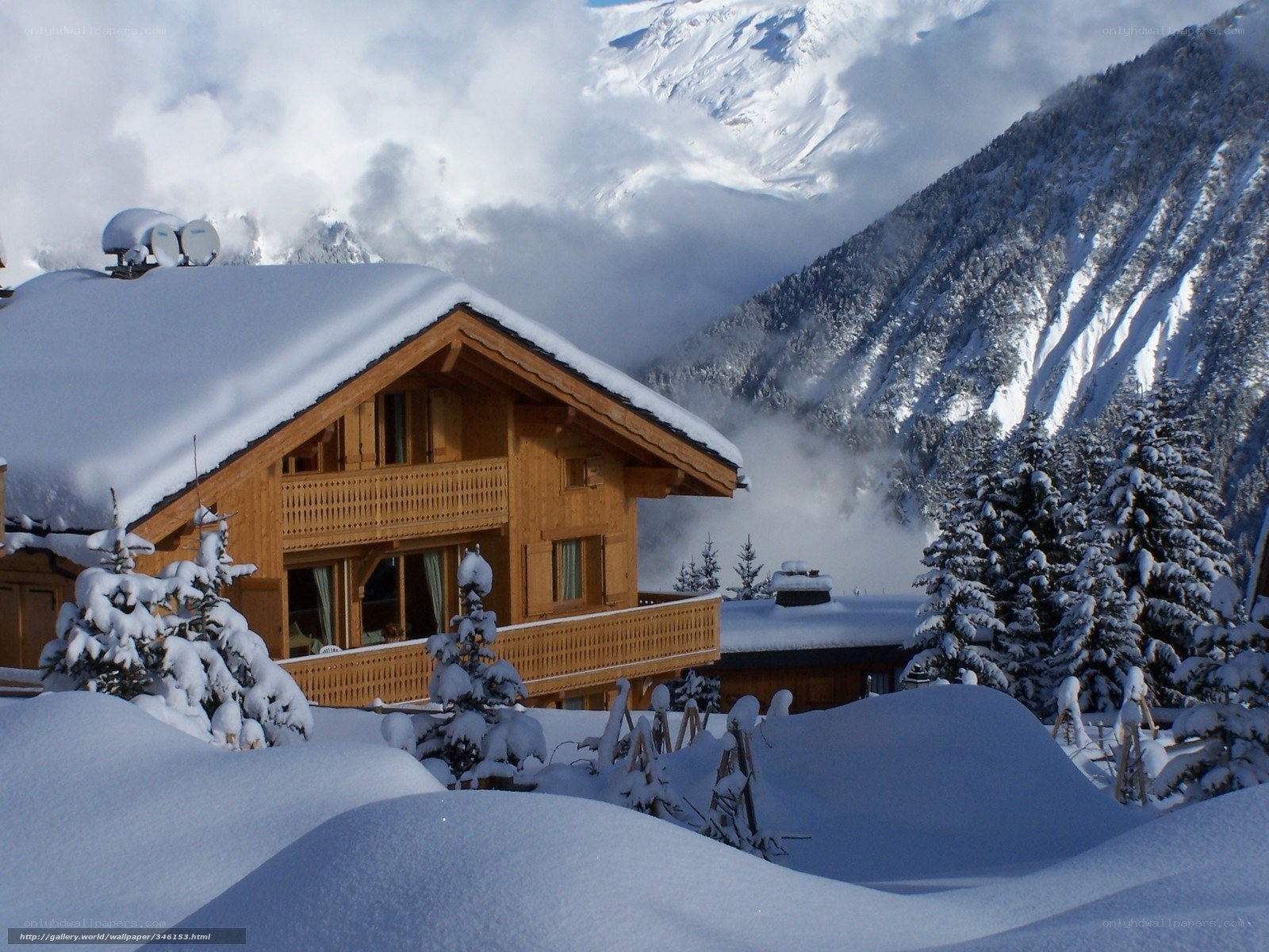 Snowy mountain chalet