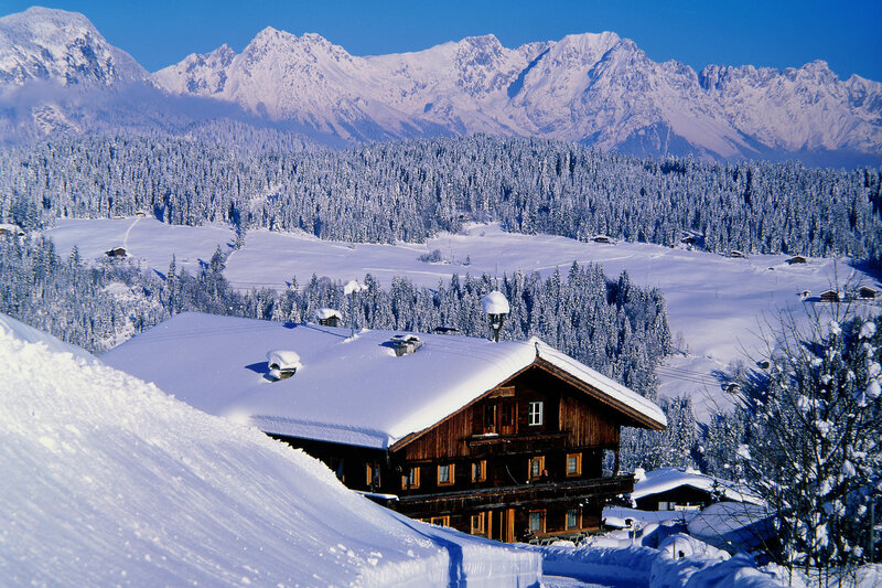 Snowy mountain chalet