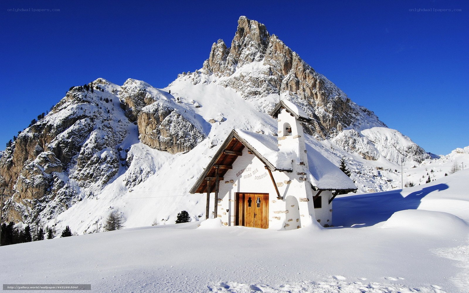 Snowy mountain chapel
