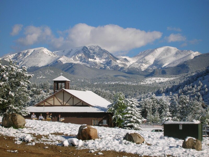 Snowy mountain chapel