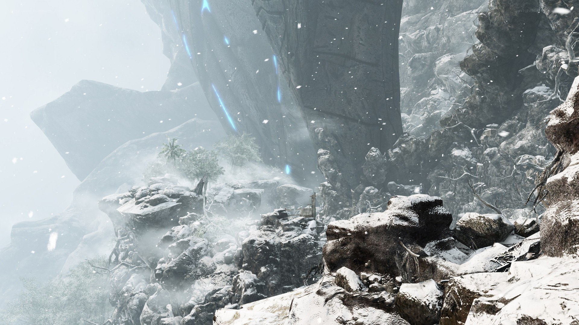 snowy mountain cliff