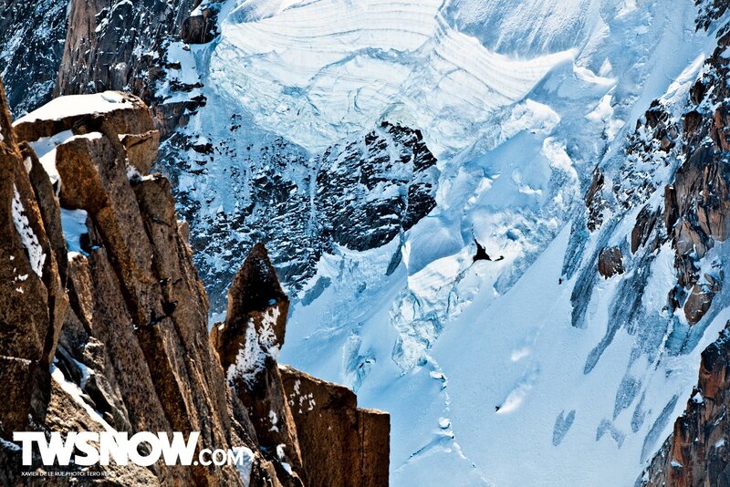 Snowy mountain cliff