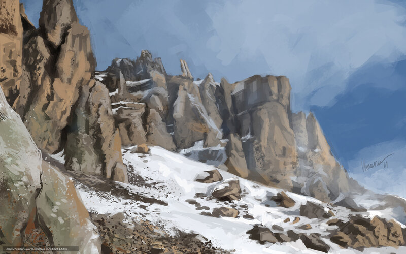 Snowy mountain cliffs
