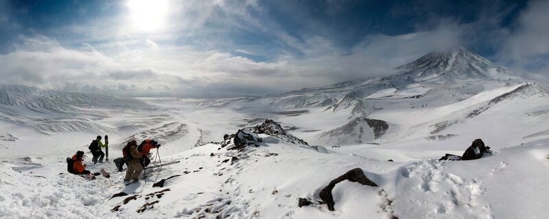 Snowy mountain climbers