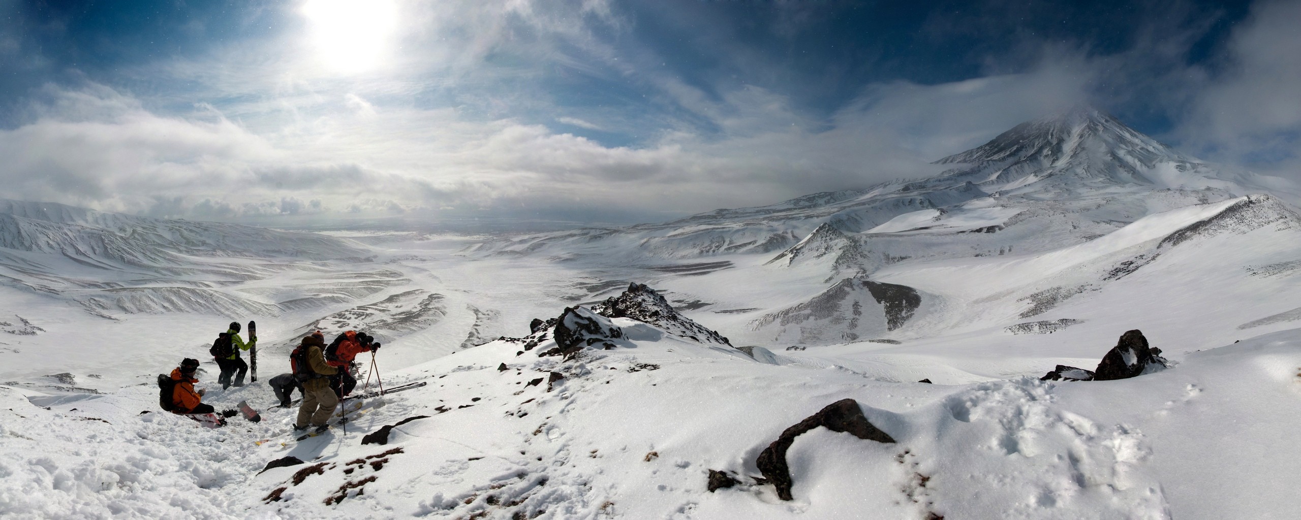 Snowy mountain climbers