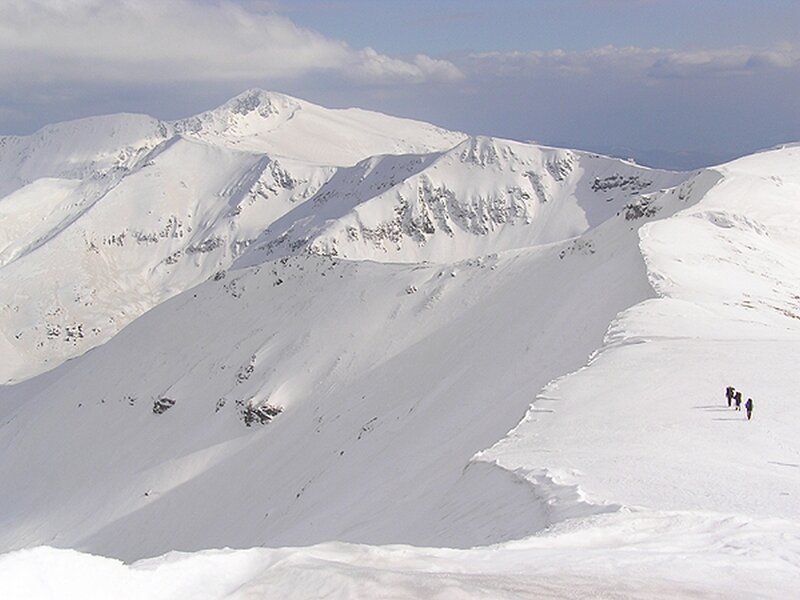 Snowy mountain climbers