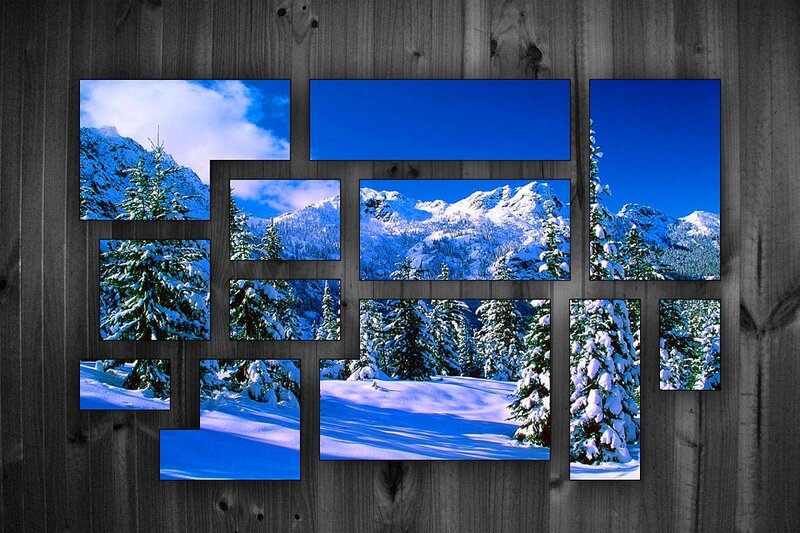 snowy mountain collage