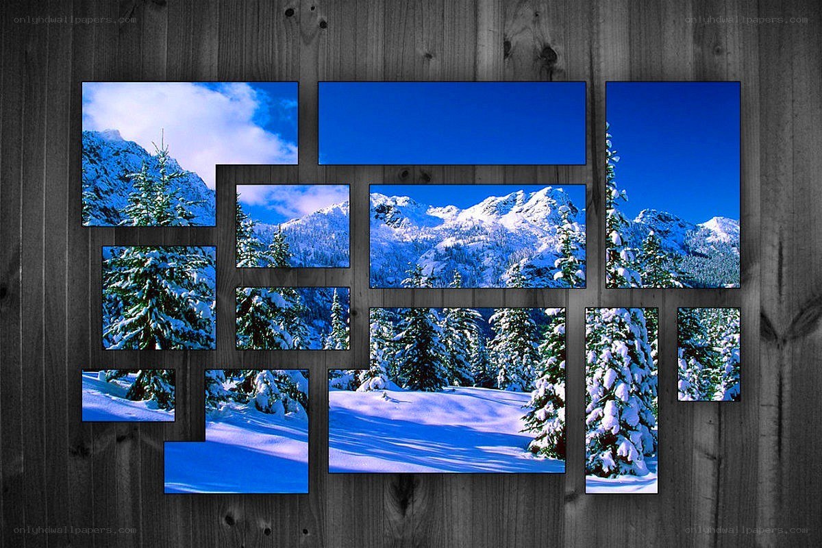 snowy mountain collage