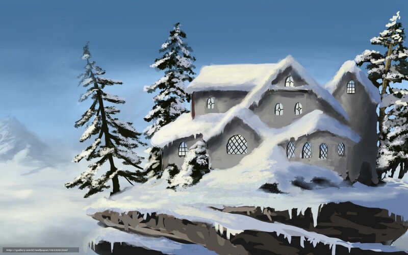 Snowy mountain cottage