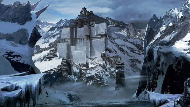 Snowy Mountain Fortress — White, Dramatic, Winter, Digital Art, Mountains, Castle
