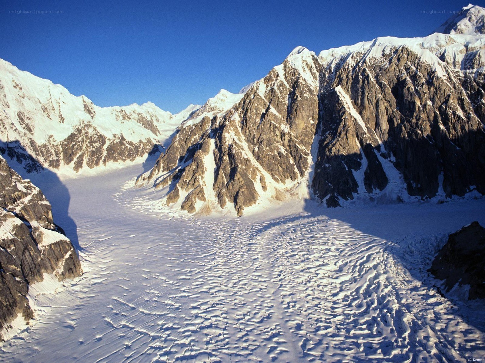snowy mountain glacier valley