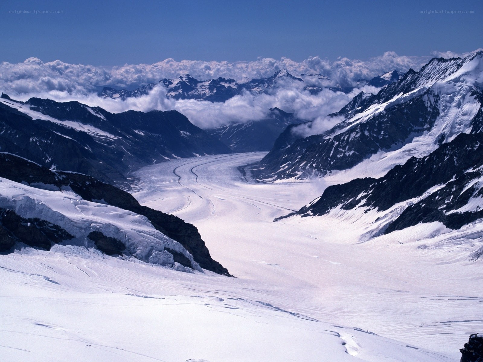 snowy mountain glacier valley