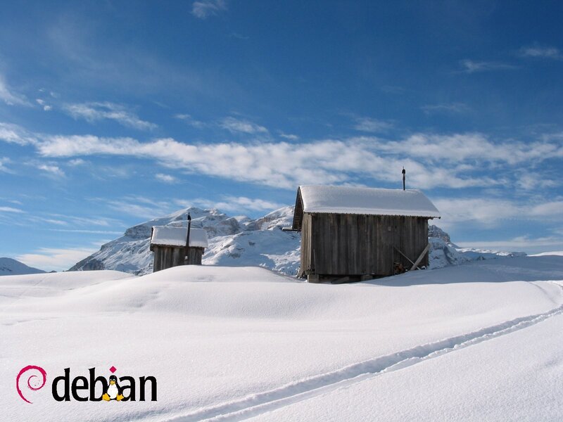 Snowy mountain huts