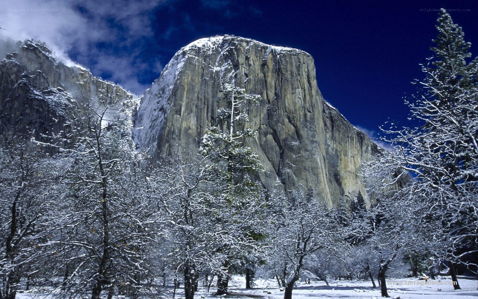 Snowy mountain in Yosemite