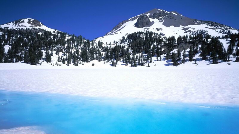 snowy mountain lake
